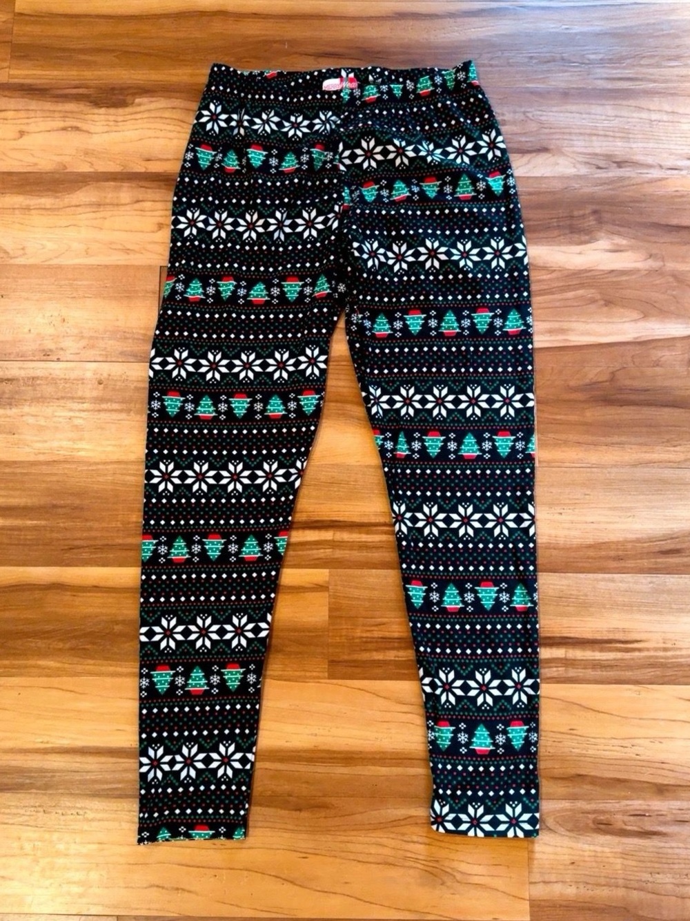 Merry Wear Fair Isle Christmas Leggings Size Large Holiday Snowflakes